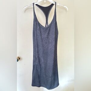 Prana Women's gray/blue Prana OPAL Racerback Tank Dress with built-in bra